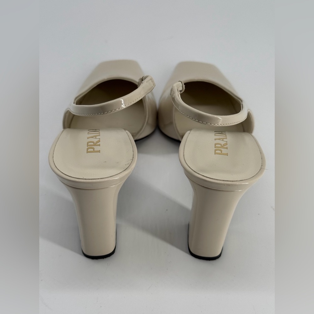 PRADA Ivory Patent Leather Slingback Pumps Size 39.5 - Picture 6 of 10